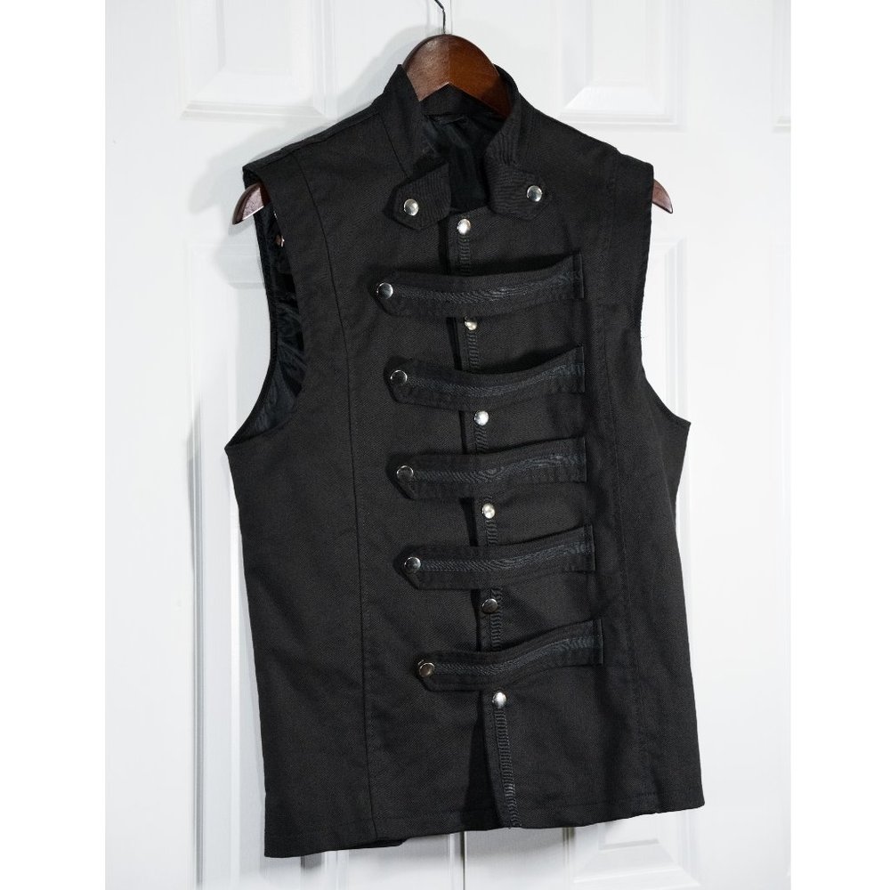 Men's Gothic Military Vest Vintage Steampunk Army Guard Waistcoat